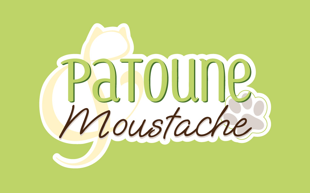 Logotype Patoune & Moustache sur fond vert clair